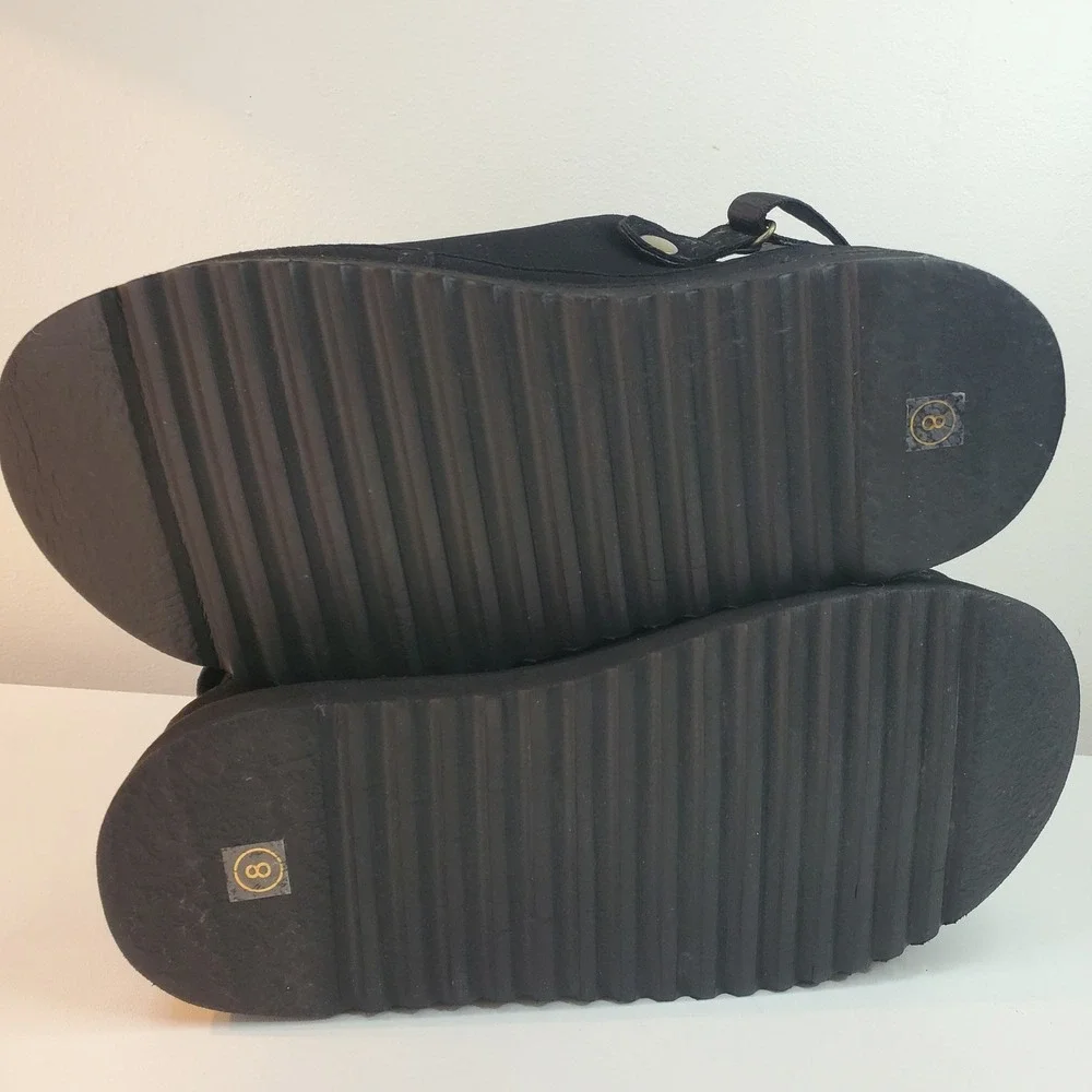 Black Platform Clogs with Adjustable Heel Strap Serrated Sole Womens 8 24SE7 - Picture 6 of 8